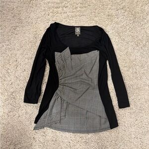 Black & Gray Plaid Layered Top